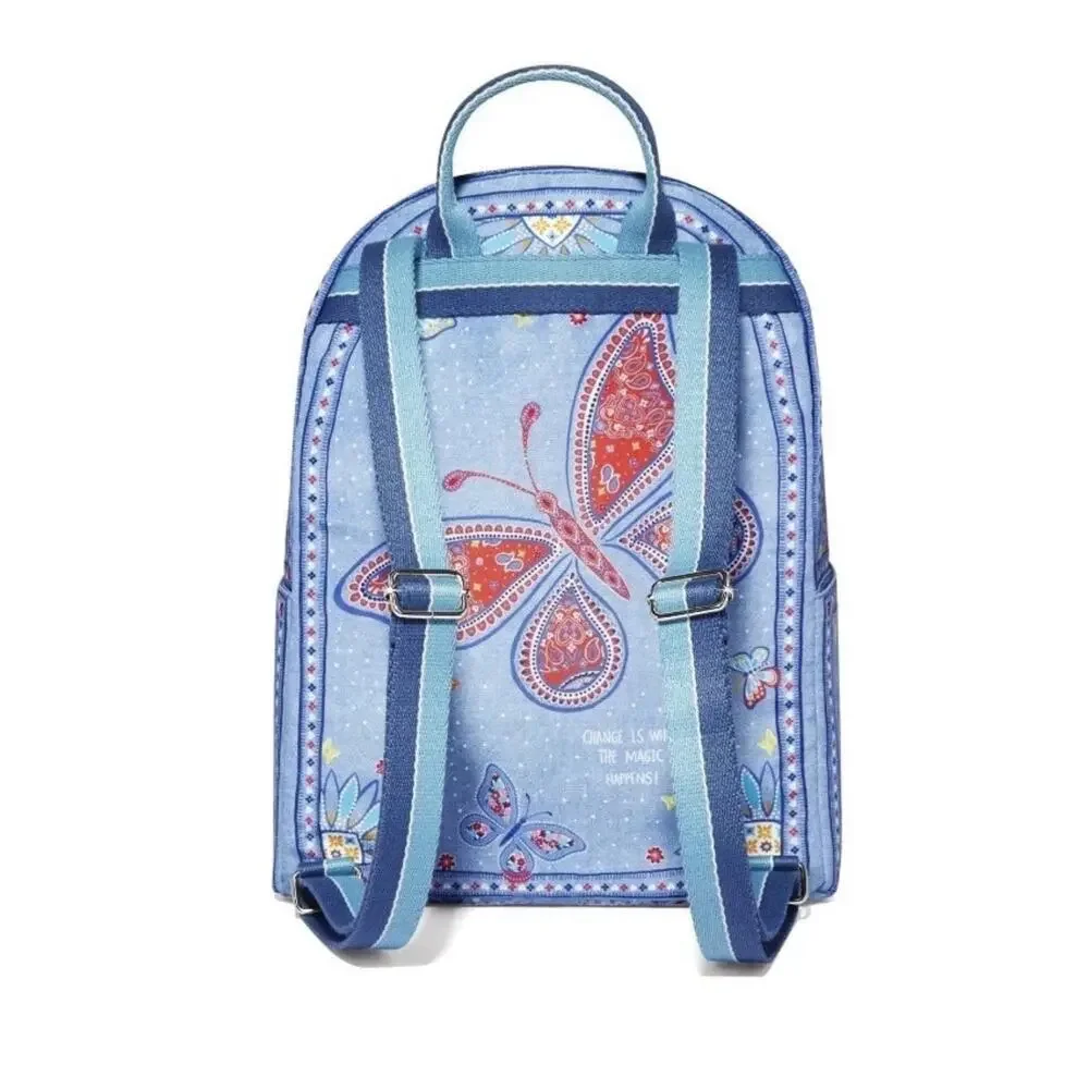 Brighton Backpack Womens Medium Blue Paisley Bandana Love Butterfly Print NWT